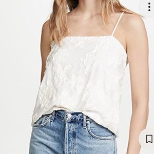 Vince textured optic white floral tank size small. Great condition.